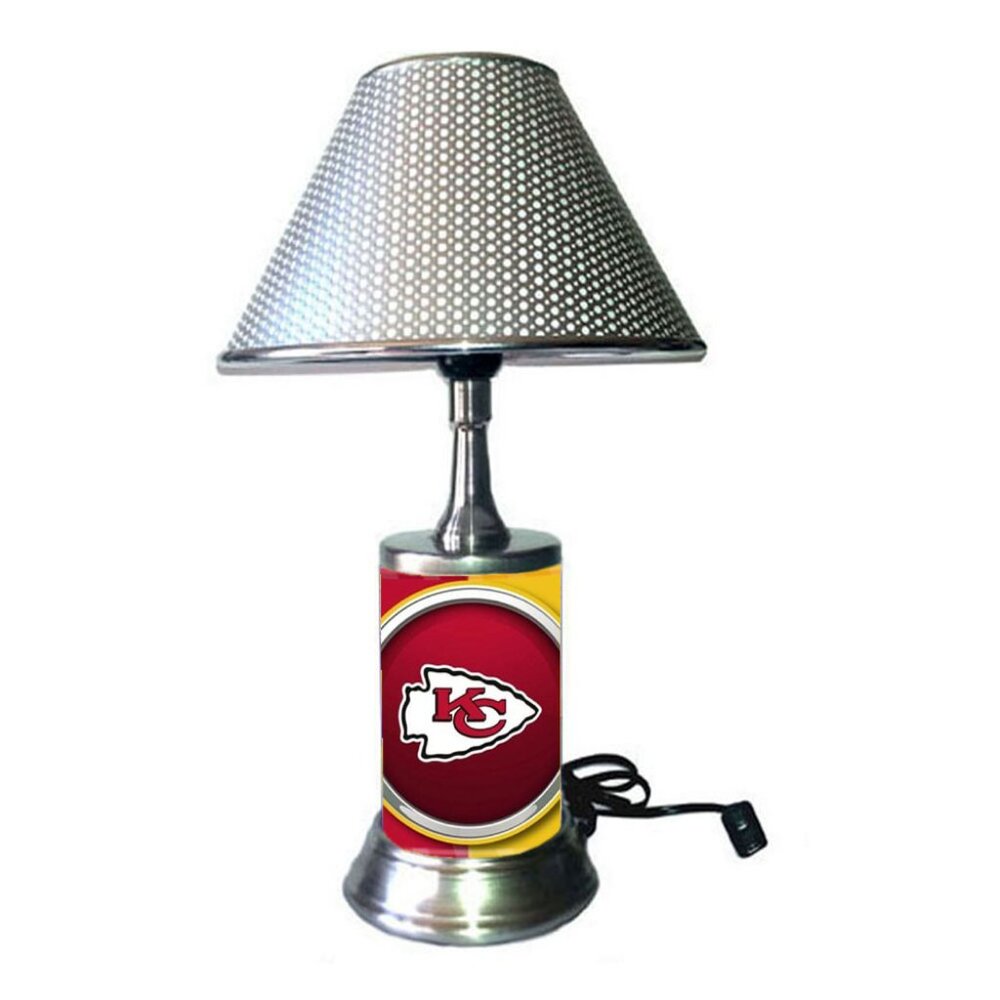 Kansas City chiefs lamp with chrome finish shade, desk lamp